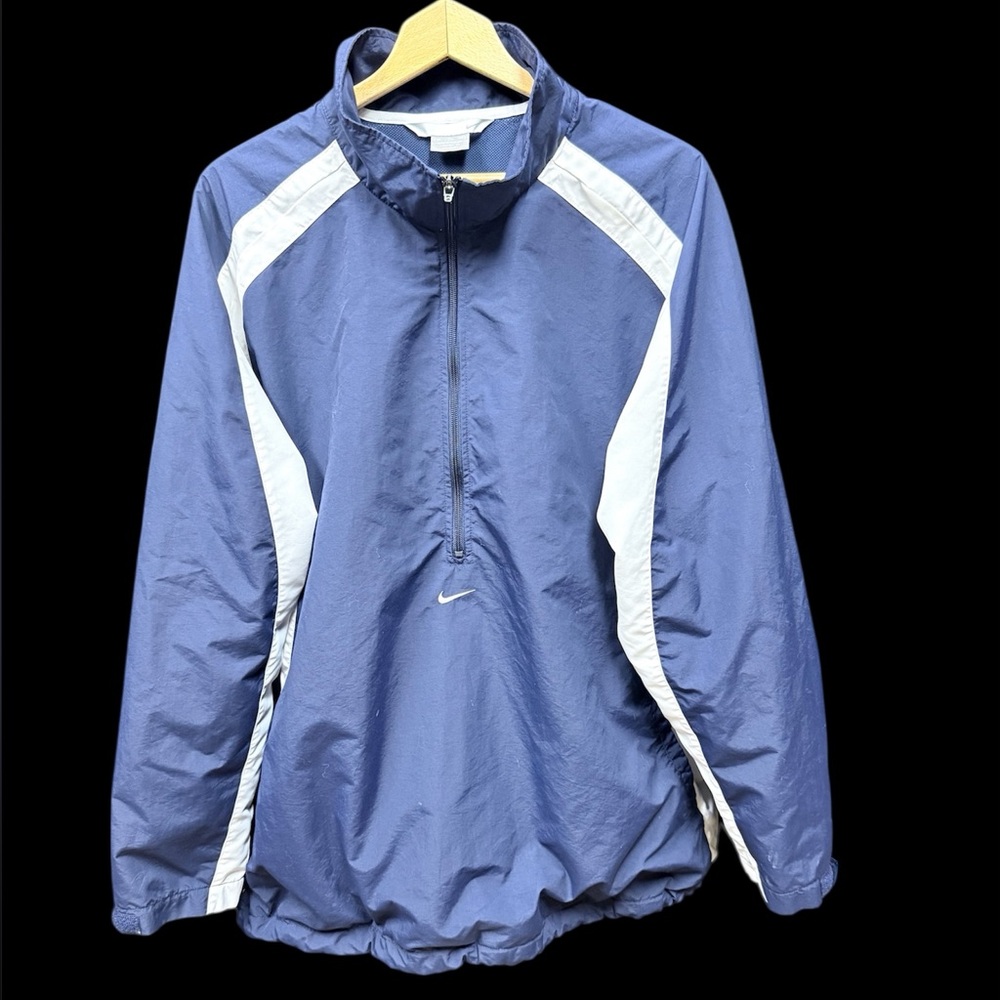 Rare Vintage Y2K Nike Navy and White Half-Zip Jacket